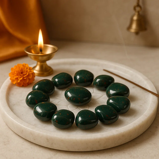Bloodstone tumble stones for vitality, courage, and protection