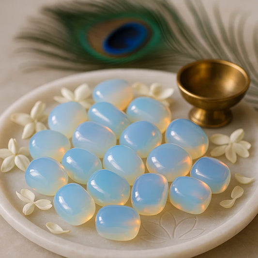 Natural Opalite tumbled stones for emotional healing and peace