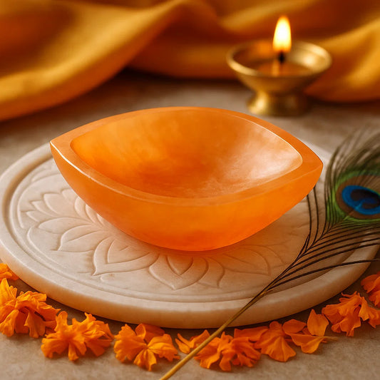 ORANGE-EVIL EYE SHAPE SELENITE BOWL