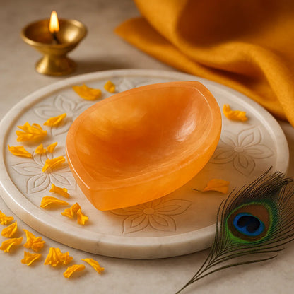 ORANGE-EVIL EYE SHAPE SELENITE BOWL