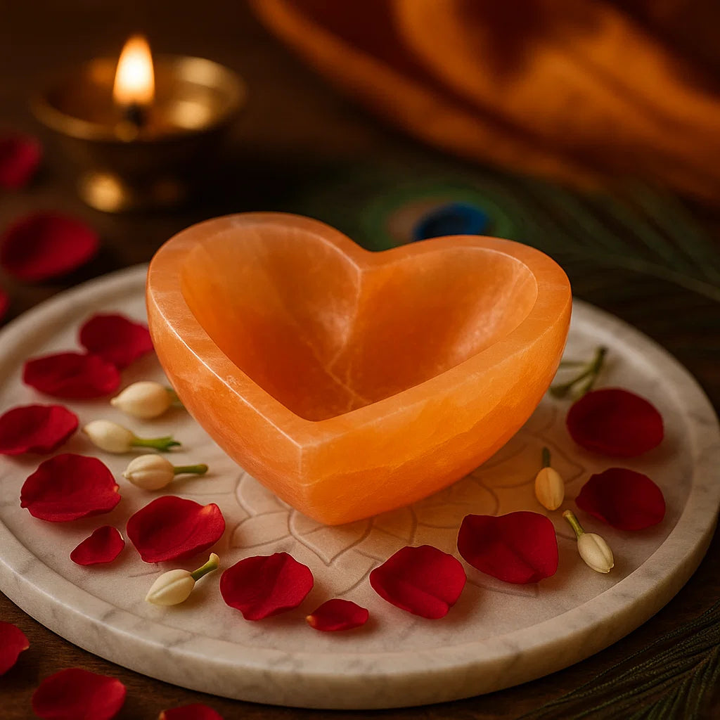 ORANGE-HEART SHAPE SELENITE BOWL