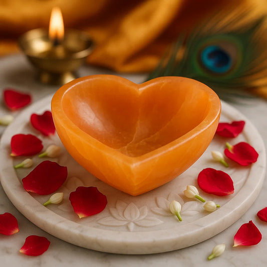 ORANGE-HEART SHAPE SELENITE BOWL