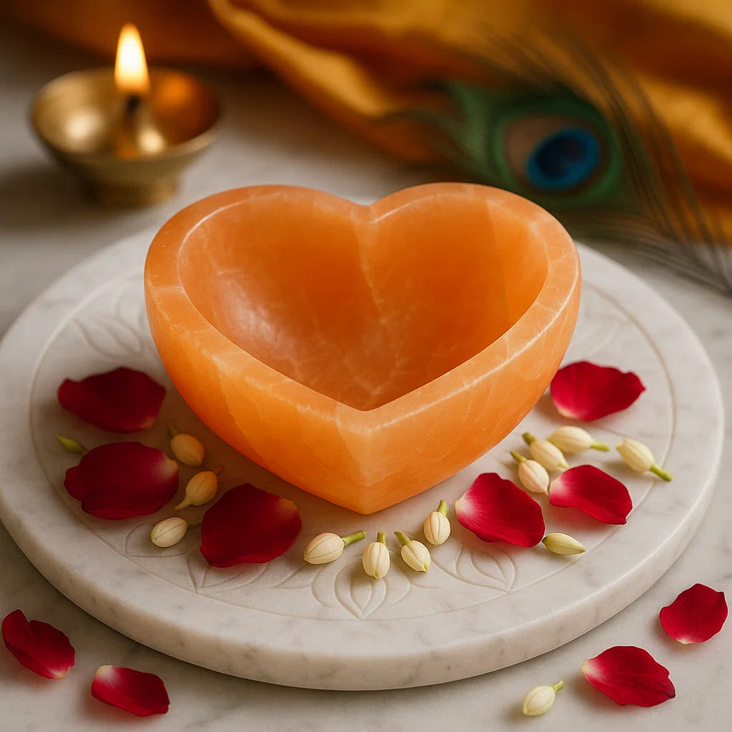 ORANGE-HEART SHAPE SELENITE BOWL