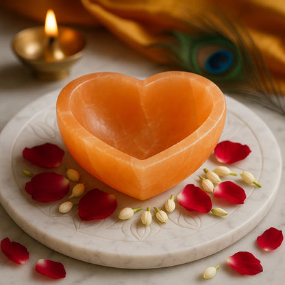 ORANGE-HEART SHAPE SELENITE BOWL
