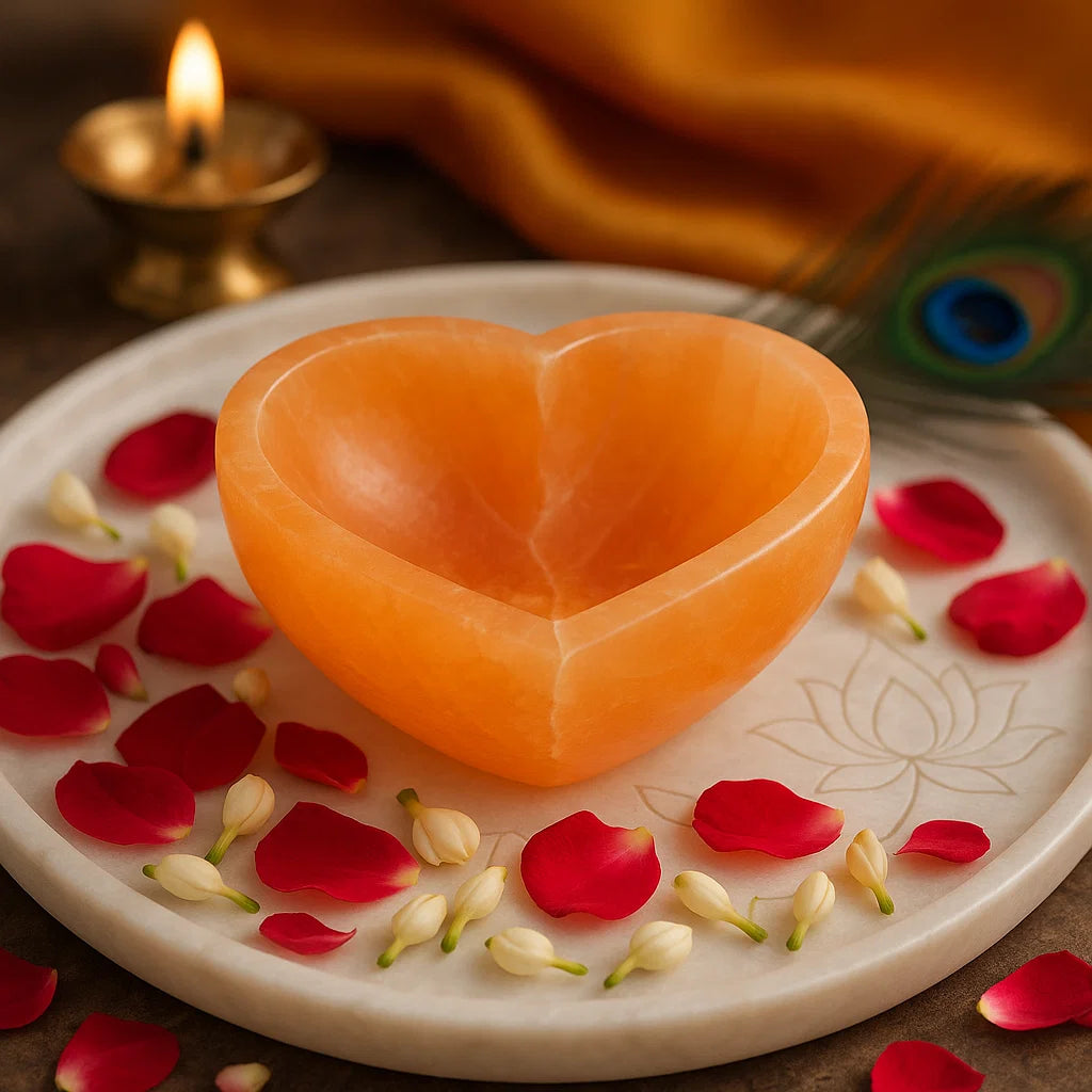 ORANGE-HEART SHAPE SELENITE BOWL
