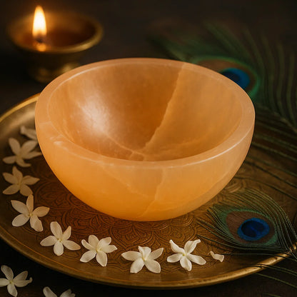 ORANGE-ROUND SHAPE SELENITE BOWL