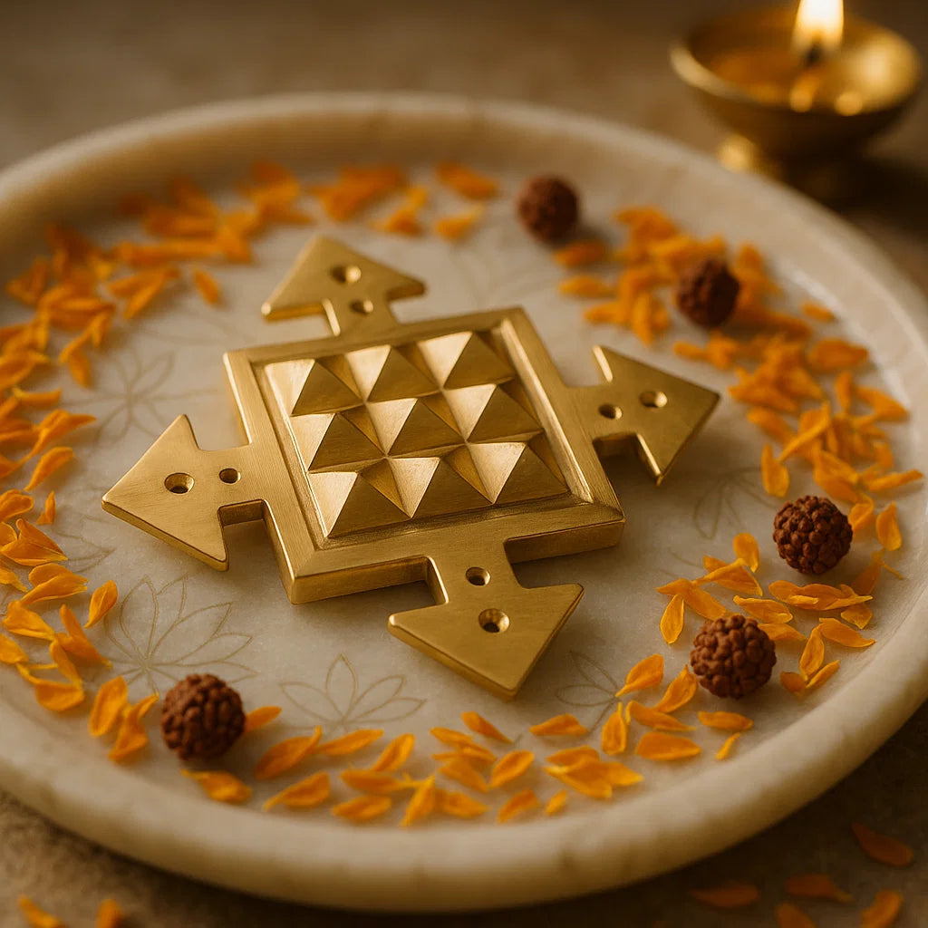 Premium 100% Pure Brass Arrow Pyramid Plate Spiritual Helix Heal Vastu Dosh for South Direction for Vastu Positive Energy of Main Door Entrance, Kitchen, Bedroom, Office by Vastu Mandir
