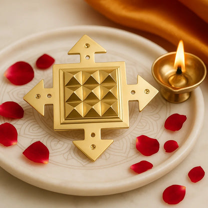 Premium 100% Pure Brass Arrow Pyramid Plate Spiritual Helix Heal Vastu Dosh for South Direction for Vastu Positive Energy of Main Door Entrance, Kitchen, Bedroom, Office by Vastu Mandir