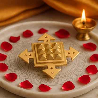 Premium 100% Pure Brass Arrow Pyramid Plate Spiritual Helix Heal Vastu Dosh for South Direction for Vastu Positive Energy of Main Door Entrance, Kitchen, Bedroom, Office by Vastu Mandir
