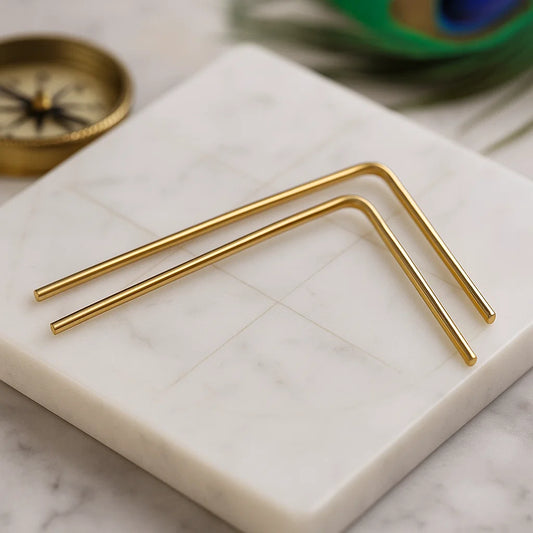 Premium Metal 100% Pure And Plain Brass Dowsing Rod Feng Shui Pair For Aura Energy Checking and Scanning By Vastu Mandir