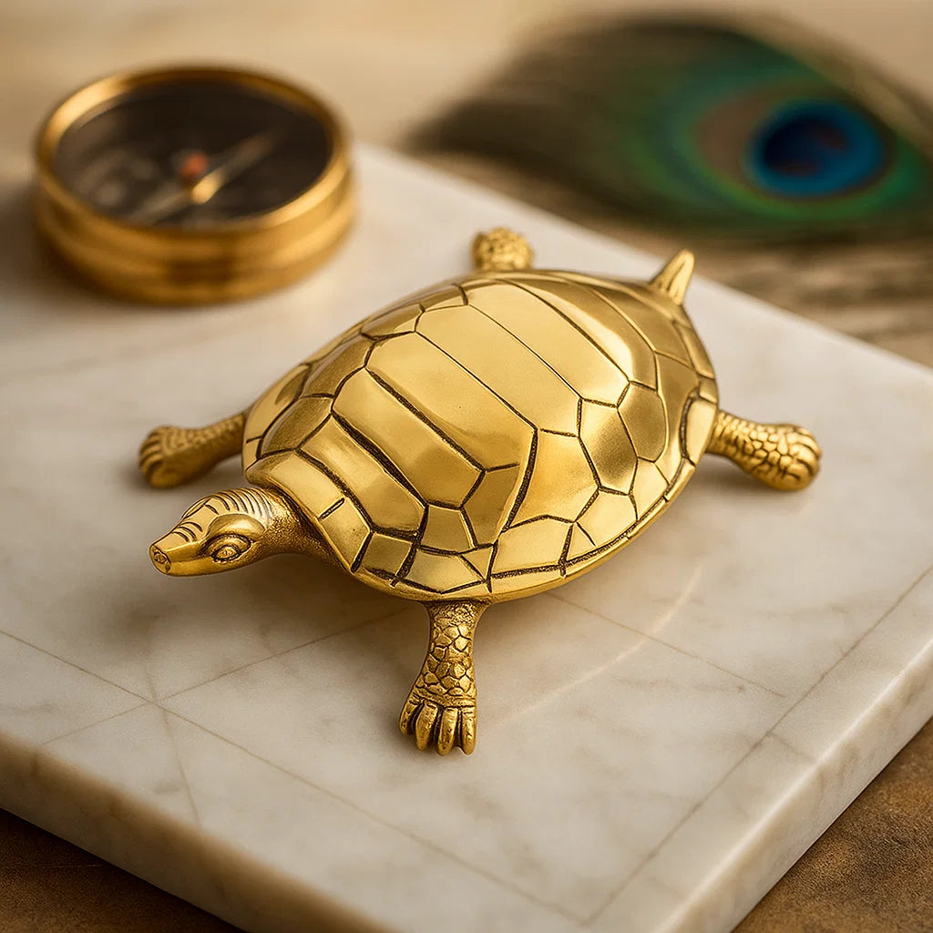 Big Tortoise 100% Pure Brass Statue Idol Decorative Showpiece for Home, Office and Gifting by Vastu Mandir