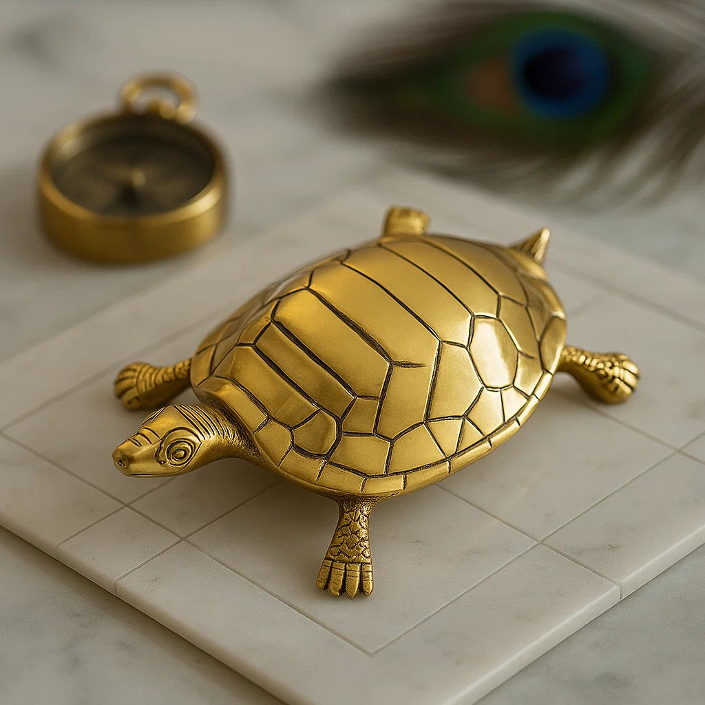 Big Tortoise 100% Pure Brass Statue Idol Decorative Showpiece for Home, Office and Gifting by Vastu Mandir