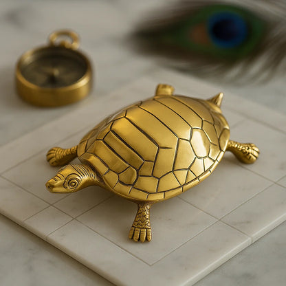 Big Tortoise 100% Pure Brass Statue Idol Decorative Showpiece for Home, Office and Gifting by Vastu Mandir
