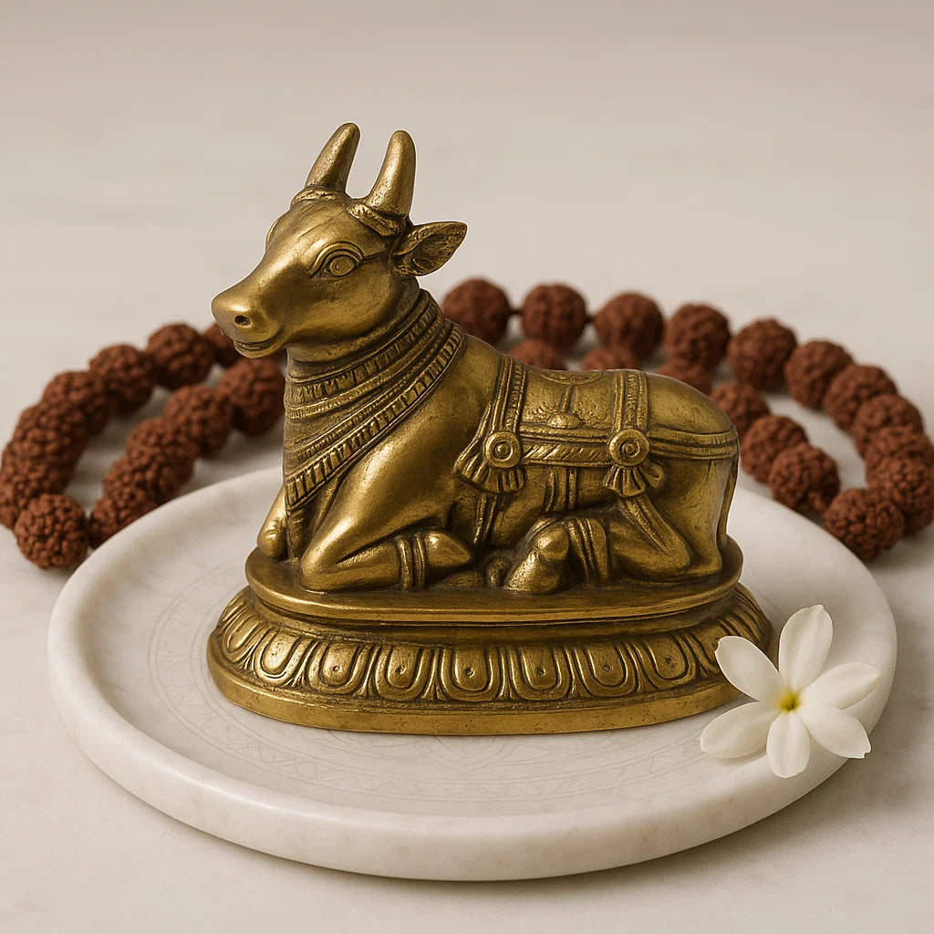 Nandi Bull 100% Pure Brass Statue Idol Decorative Showpiece for Home, Office and Gifting by Vastu Mandir