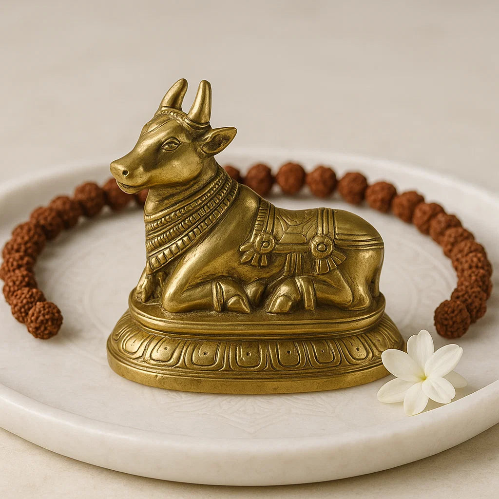 Nandi Bull 100% Pure Brass Statue Idol Decorative Showpiece for Home, Office and Gifting by Vastu Mandir