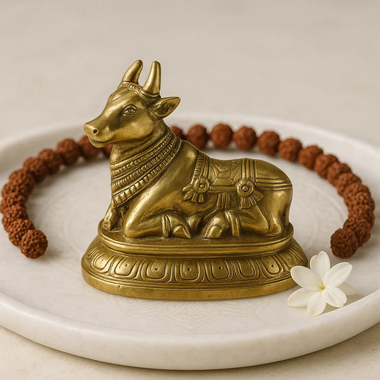 Nandi Bull 100% Pure Brass Statue Idol Decorative Showpiece for Home, Office and Gifting by Vastu Mandir