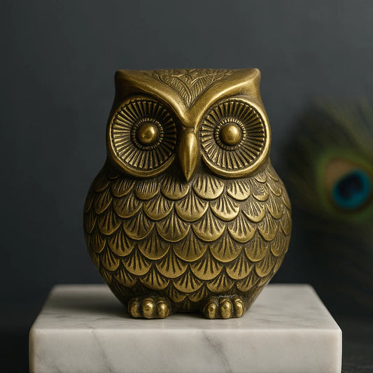 Premium Owl 100% Pure Brass Statue Idol Decorative Showpiece for Home, Office and Gifting by Vastu Mandir
