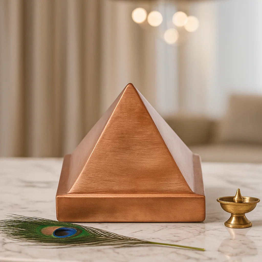 Premium Finish 100% Pure and Solid Single Layer Copper Pyramid | Improve Health & Wealth, Home Entrance, Main Door, Kitchen for Balance Positive Energy By Vastu Mandir
