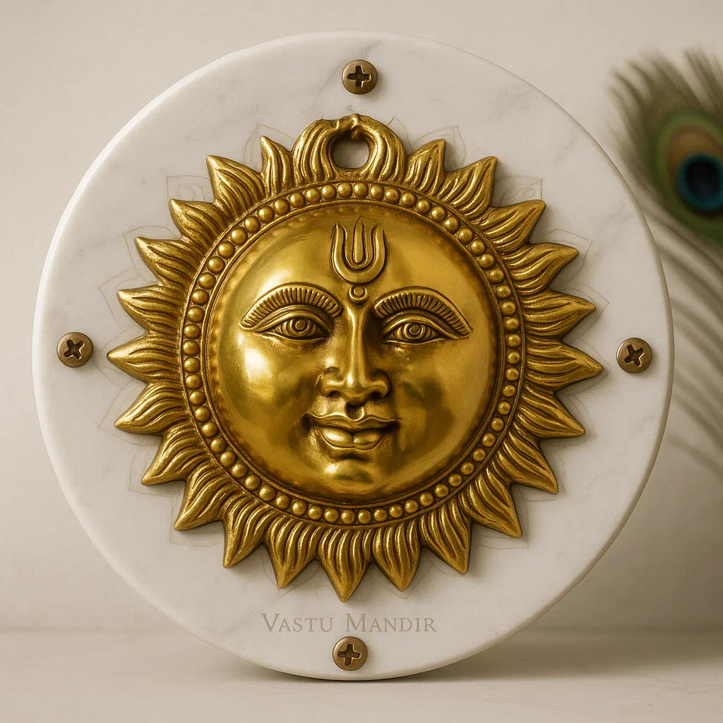 Premium Vastu Sun 100% Pure Brass Statue Idol, Wall Decorative Showpiece for Home, Office and Gifting by Vastu Mandir
