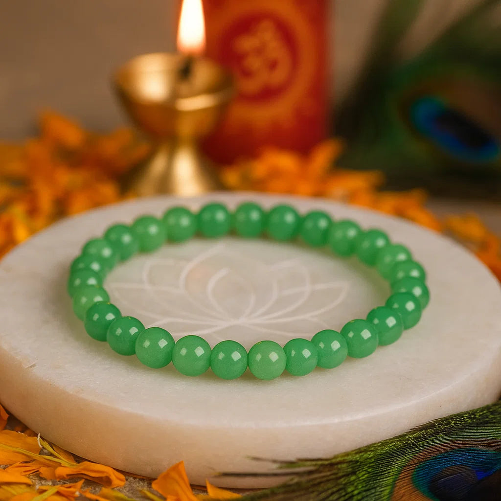 premium green aventurine bracelet elastic stretch good luck stone

