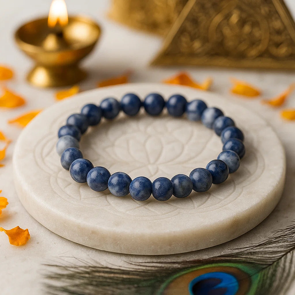 Premium Natural Sodalite 8mm Bracelet for Communication, Logic & Mental Clarity