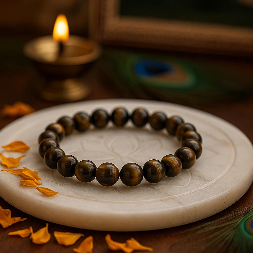 Premium tiger eye stone bracelet with chatoyant golden bands and silky finish

