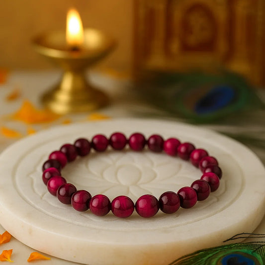 Natural pink tiger eye crystal bracelet with 8mm rose-colored beads for love and emotional healing

