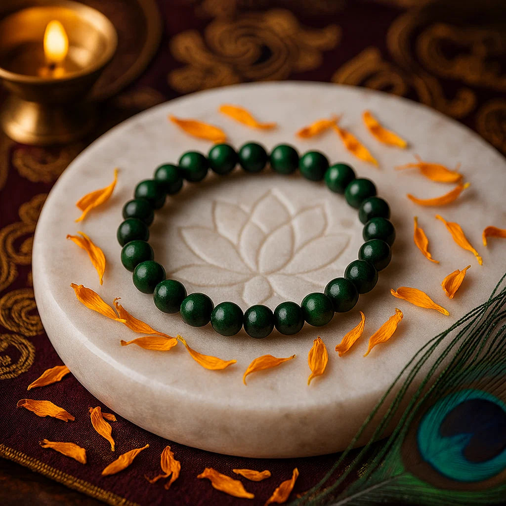 Premium green tiger eye stone bracelet with deep forest green color and chatoyant shimmer

