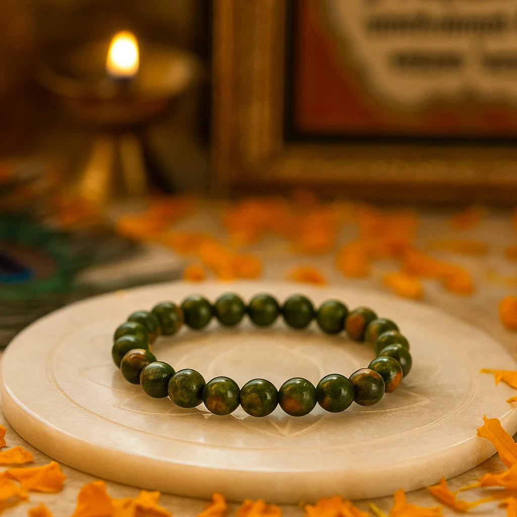 original unakite crystal bracelet green and pink stones grounding