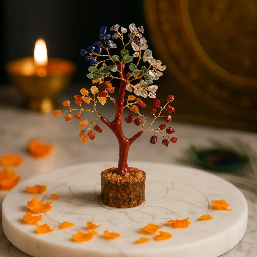 Premium Seven Chakra Gemstone Tree – Aura Cleansing, Stress Relief, and Holistic Harmony | Lucky Vastu Tree for All Directions By Vastu Mandir