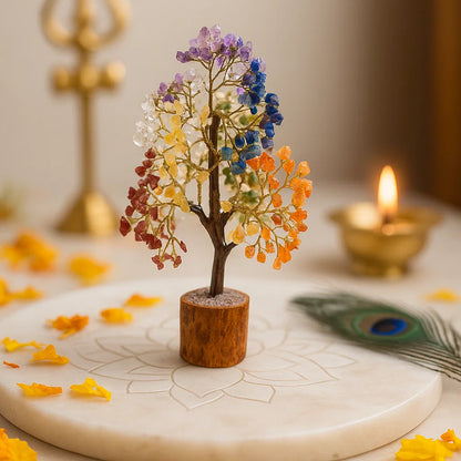 Premium 7 Chakra Vastu Tree (600 Beads, 12 Inch) for Complete Energy Alignment, Harmony, and Wellness | Holistic Healing Crystal Tree By Vastu Mandir
