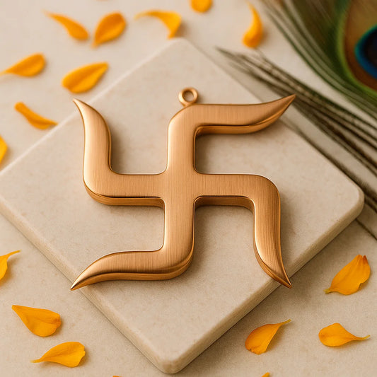 Premium Brass Swastik Vastu Remedy for Home & Office — Main Door Protection, Dosh Nivaran Tool (6, 9 Inch) | Vastu Mandir