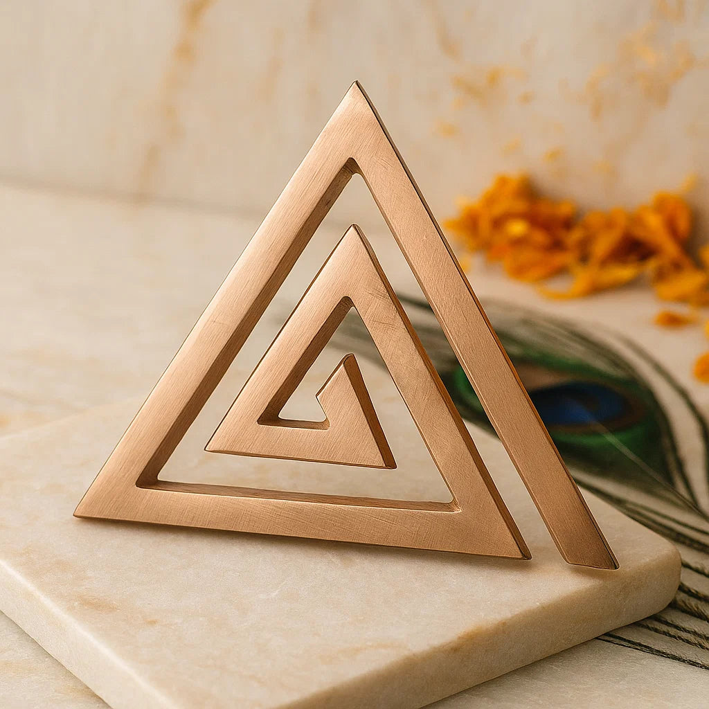 Energized Copper Helix Triangle (Plain) — Main Door, Kitchen & South-East Vastu Correction Tool | Vastu Mandir