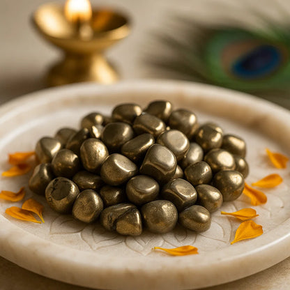 Premium Golden Pyrite Tumbled Stones for Vastu Wealth & Prosperity | Vastu Mandir