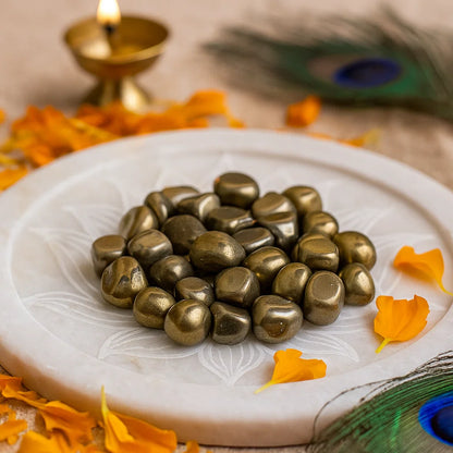Premium Golden Pyrite Tumbled Stones for Vastu Wealth & Prosperity | Vastu Mandir