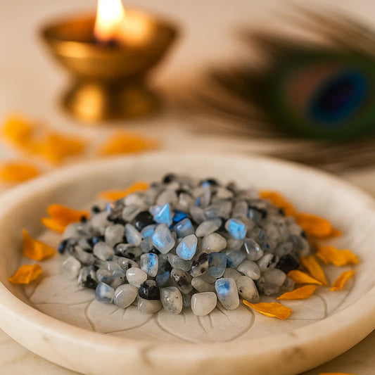 Natural Rainbow Moonstone Chips for Aura Protection, Inspiration & Chakra Flow — Multi-Flash Spiritual Stones