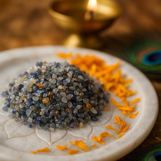 Premium Blue Sapphire Gemstone Vastu Dust 20 Carat – Panch Tatva Remedy Powder