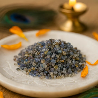 Premium Blue Sapphire Gemstone Vastu Dust 20 Carat – Panch Tatva Remedy Powder