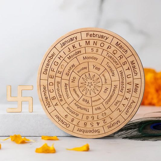 Premium Vastu Astrological Dowsing Board (6" & 9") for Vastu Remedy & Planetary Guidance — Wooden Pendulum Chart with Zodiac Signs & Planets for Cosmic Timing Vastu Remedy By Vastu Mandir