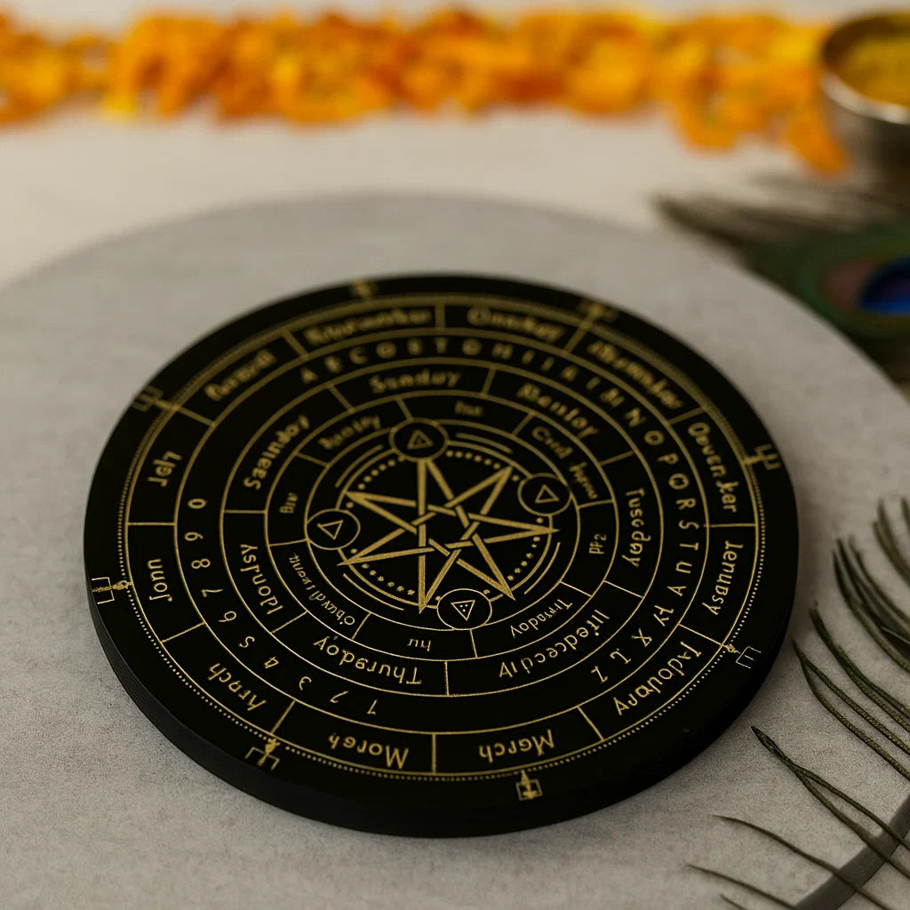 Premium 7 Star Dowsing Board (6" & 9") for Vastu Remedy & Chakra Healing — Acrylic Pendulum Chart with Seven-Pointed Star for Energy Detection & Spiritual Guidance Vastu Remedy By Vastu Mandir