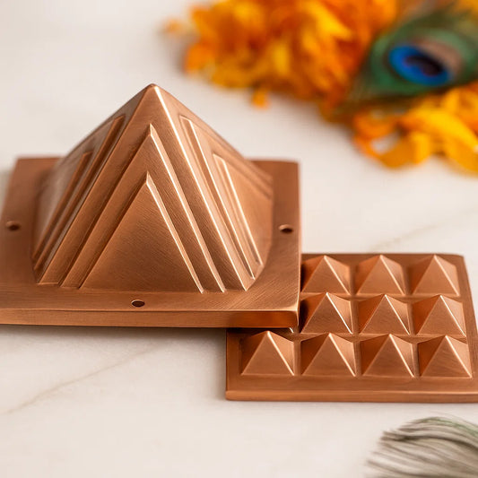 Premium Finish 100% Pure Copper Pyramid in 2-Layers | Improve Health & Wealth, Home Entrance, Main Door, Kitchen for Balance Positive Energy By Vastu Mandir