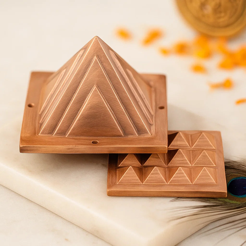 Premium Finish 100% Pure Copper Pyramid in 2-Layers | Improve Health & Wealth, Home Entrance, Main Door, Kitchen for Balance Positive Energy By Vastu Mandir