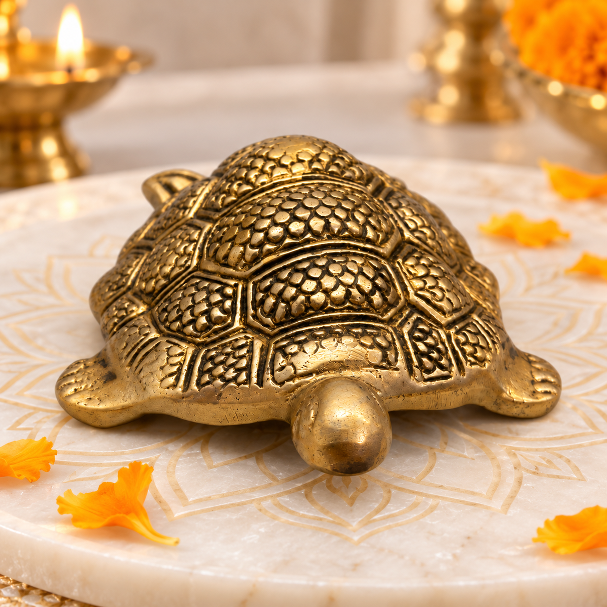 Brass Tortoise Idol Vastu Remedy for Wealth, Health and Longevity for Home, Office and North Direction Placement | 10 cm x 6.5 cm | 250 gm 