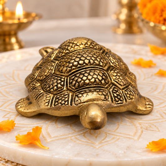 Brass Tortoise Idol Vastu Remedy for Wealth, Health and Longevity for Home, Office and North Direction Placement | 10 cm x 6.5 cm | 250 gm 