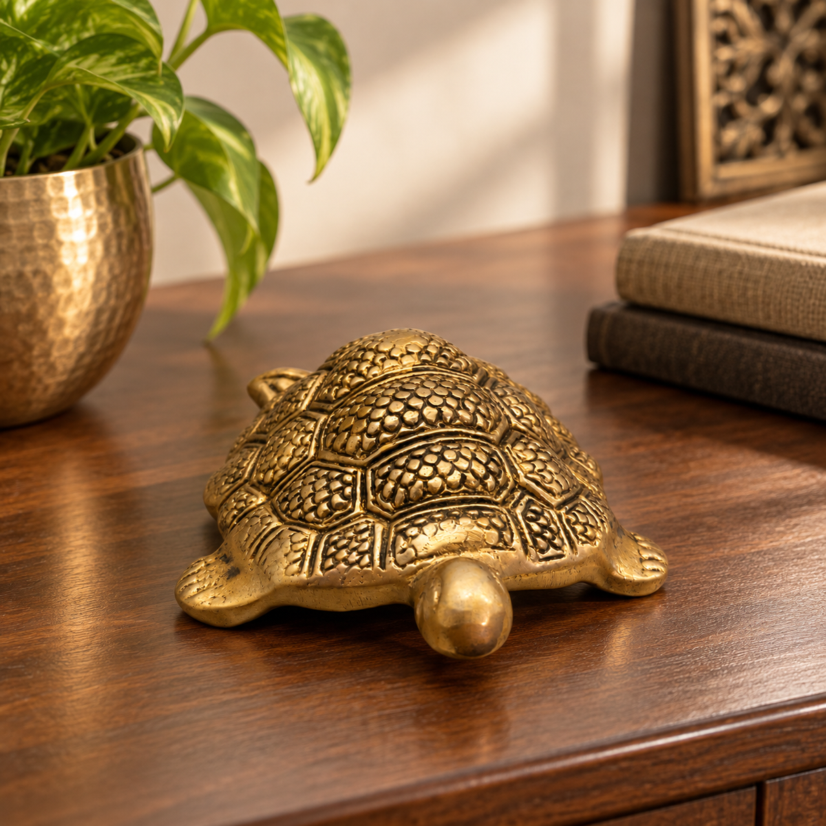 Brass Tortoise Idol Vastu Remedy for Wealth, Health and Longevity for Home, Office and North Direction Placement | 10 cm x 6.5 cm | 250 gm 
