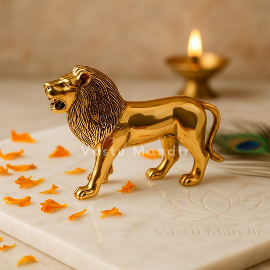 Lion 100% Pure Brass Statue Idol Decorative Showpiece for Home, Office and Gifting by Vastu Mandir