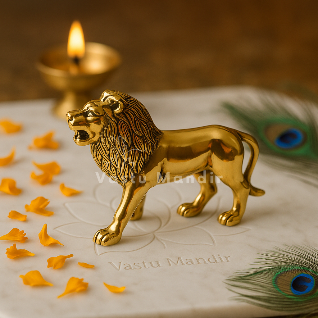 Lion 100% Pure Brass Statue Idol Decorative Showpiece for Home, Office and Gifting by Vastu Mandir