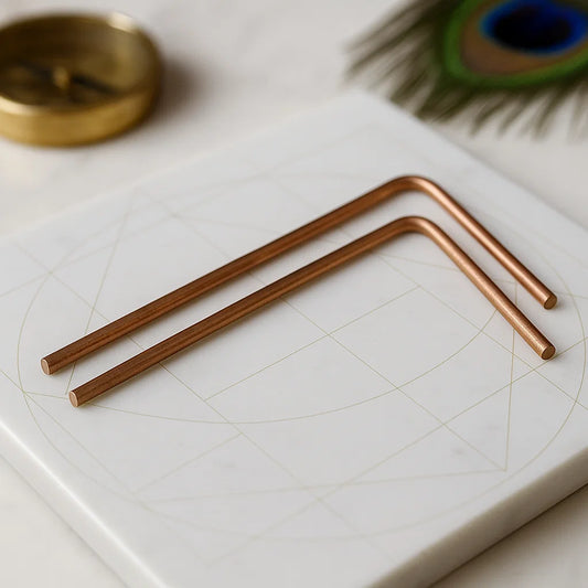 Premium Metal 100% Pure And Plain Copper Dowsing Rod Without Handle Feng Shui For Aura Energy Checking and Scanning By Vastu Mandir