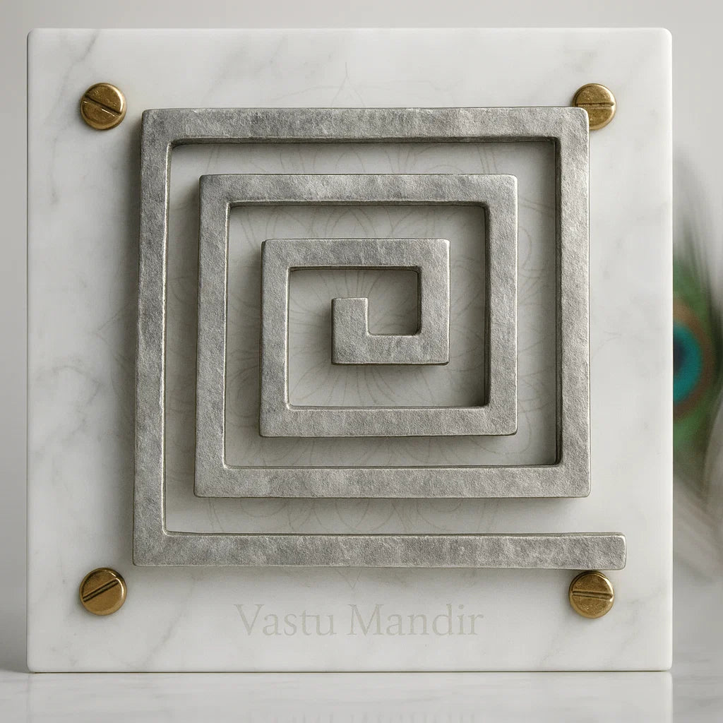 Close-up of lead Vastu helix spiral used as South-West Vastu correction

