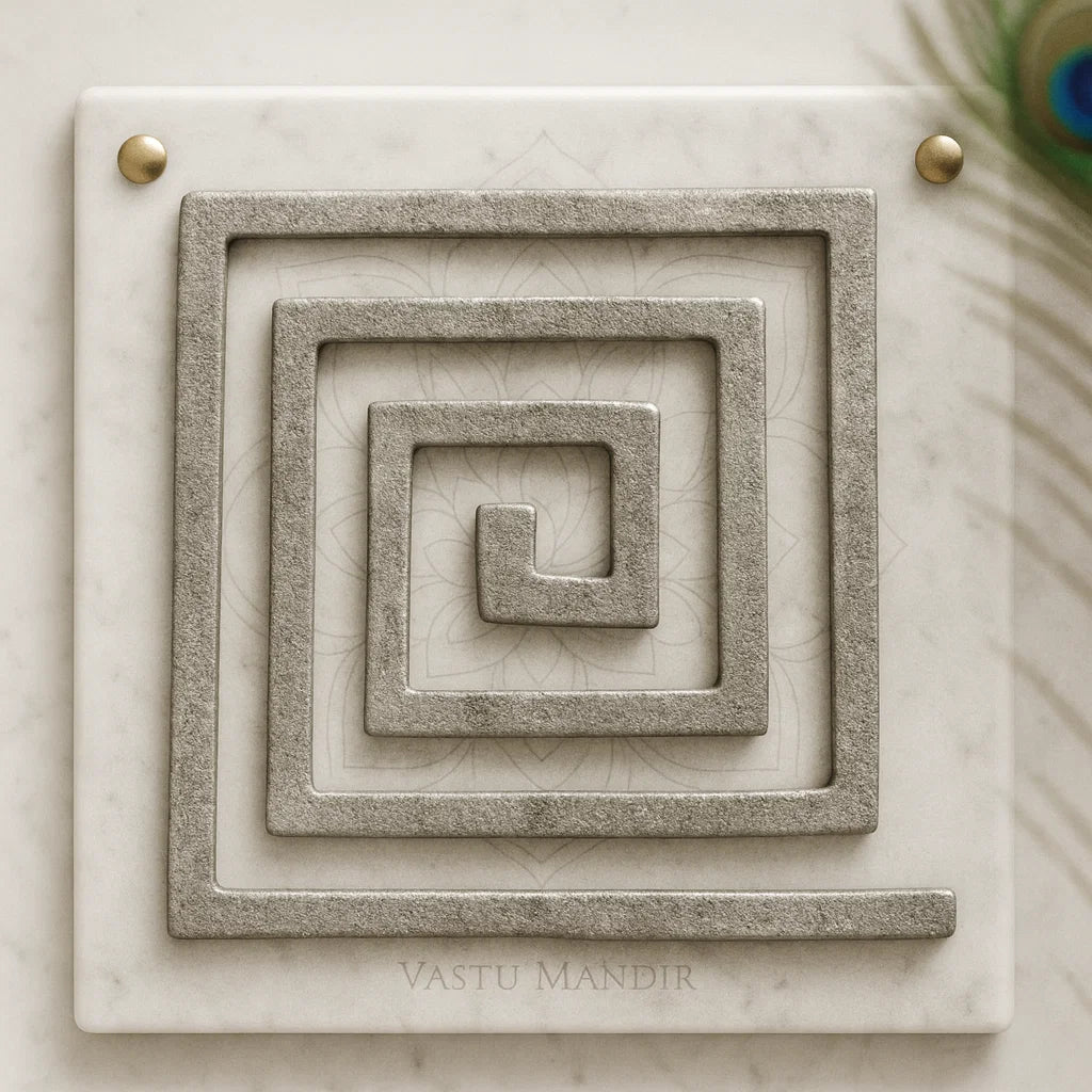 Lead plain Vastu helix on marble base for South-West stability remedy

